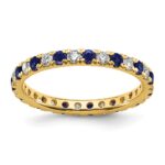 14k 3/8 carat Lab Grown Diamond VS/SI+ G+ and Lab Created Blue Sapphire Size 5 Eternity Band