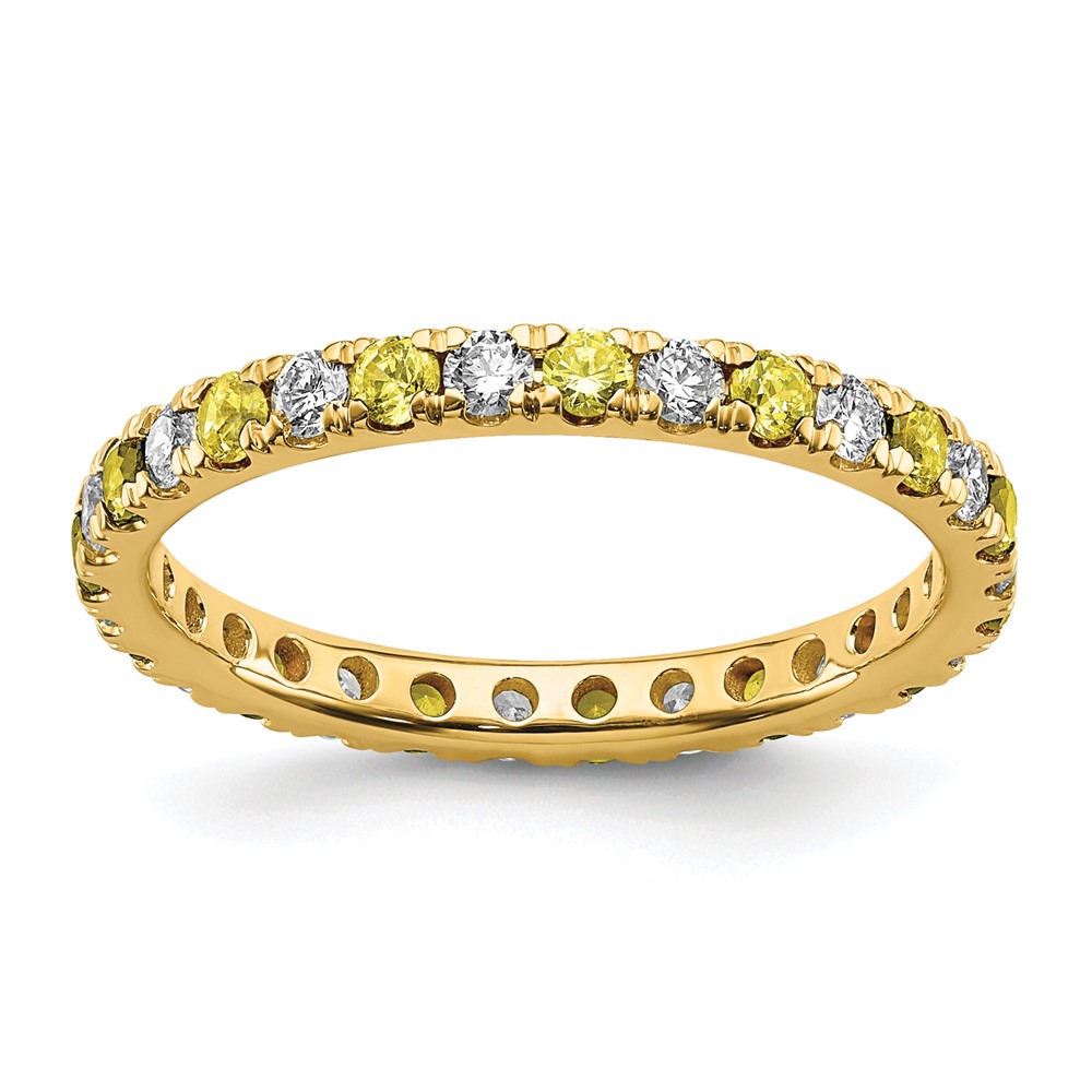 ET0049-CYS-050-7YAA-4.jpg 14k 1/2 carat Lab Grown Diamond VS/SI+ G+ and Lab Created Yellow Sapphire Size 6.5 Eternity Band - Image 1