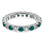 14k White Gold 1 carat Lab Grown Diamond VS/SI+ G+ and Lab Created Alexandrite Size 6 Eternity Band - Image 4