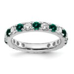 14k White Gold 1 carat Lab Grown Diamond VS/SI+ G+ and Lab Created Alexandrite Size 6.5 Eternity Band