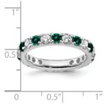 14k White Gold 1 carat Lab Grown Diamond VS/SI+ G+ and Lab Created Alexandrite Size 6 Eternity Band - Image 6