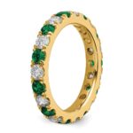 14k 1 carat Lab Grown Diamond VS/SI+ G+ and Lab Created Emerald Size 5 Eternity Band - Image 5