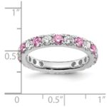 14k White Gold 1 carat Lab Grown Diamond VS/SI+ G+ and Lab Created Pink Sapphire Size 6.5 Eternity Band - Image 6