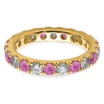 14k 1 carat Lab Grown Diamond VS/SI+ G+ and Lab Created Pink Sapphire Size 6 Eternity Band - Image 4