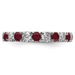 14k White Gold 1 carat Lab Grown Diamond VS/SI+ G+ and Lab Created Ruby Size 4.5 Eternity Band - Image 3