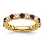 14k 1 1/5 carat Lab Grown Diamond VS/SI+ G+ and Lab Created Ruby Size 7.5 Eternity Band