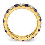 14k 1 carat Lab Grown Diamond VS/SI+ G+ and Lab Created Blue Sapphire Size 4 Eternity Band - Image 2