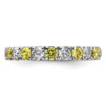 14k White Gold 1 carat Lab Grown Diamond VS/SI+ G+ and Lab Created Yellow Sapphire Size 5 Eternity Band - Image 3