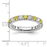 14k White Gold 1 carat Lab Grown Diamond VS/SI+ G+ and Lab Created Yellow Sapphire Size 4 Eternity Band - Image 6