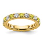 14k 1 1/5 carat Lab Grown Diamond VS/SI+ G+ and Lab Created Yellow Sapphire Size 7 Eternity Band