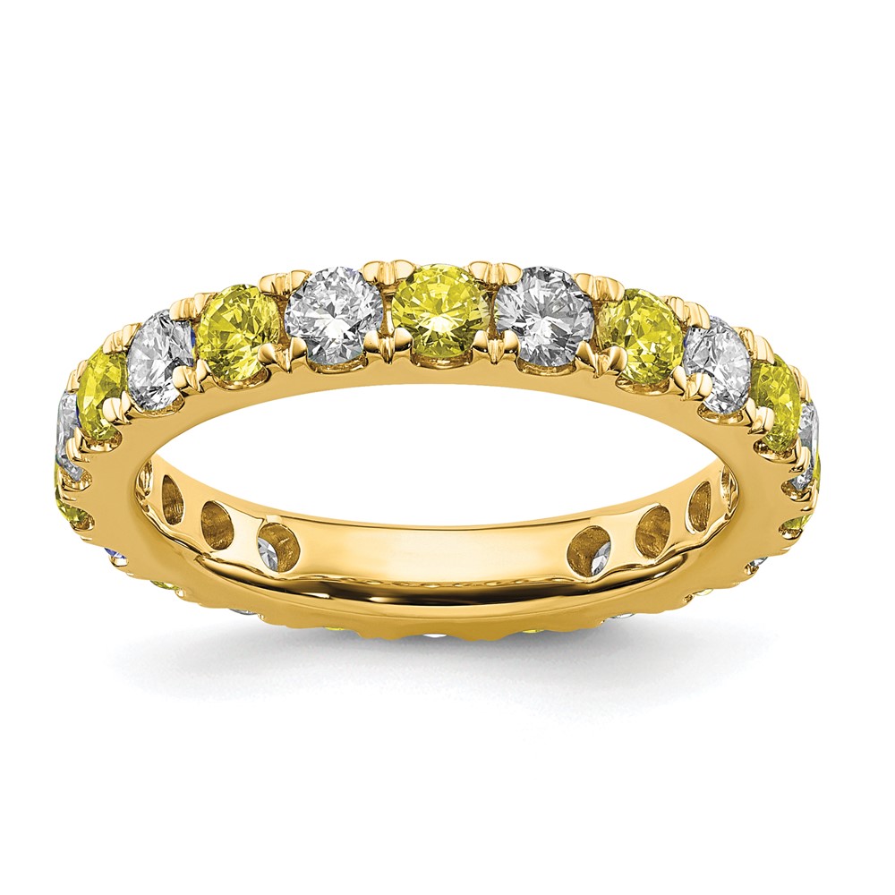 ET0050-CYS-100-7YAA-16.jpg 14k 1 1/5 carat Lab Grown Diamond VS/SI+ G+ and Lab Created Yellow Sapphire Size 9 Eternity Band - Image 1