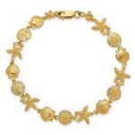 14k Polished Assorted Sea Shell Theme 7.5 inch Bracelet - Image 4