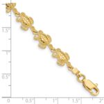 14k Swimming Sea Turtle 7.25 inch Bracelet - Image 3