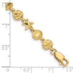 14K Diamond-cut Starfish/Sand Dollar/Shell 7 inch Bracelet - Image 3