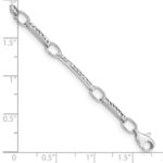 14k White Gold Polished and Textured Oval and Bar Link 7.25 inch Bracelet - Image 4