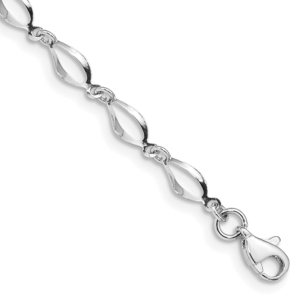 FB1340-7.25.jpg 14k White Gold Polished Fancy Twisted Link 7.25 inch Bracelet - Image 1