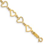 14K Flat Diamond -cut and Polished Open Hearts 7.25 inch Bracelet