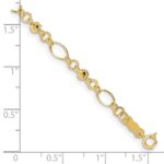 14k Polished Diamond-cut Ovals and Donut Beads 7.5 inch Bracelet - Image 3