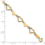 14k Diamond-cut Open and Polished Hearts 7.5 inch Bracelet - Image 3