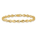 14k Polished 4.75mm Diamond-cut Leaf 7 inch Bracelet - Image 3