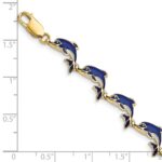 14k Blue Enameled Dolphin 7.25 inch Bracelet - Image 3