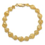 14K Polished and Textured Scallop Shell 7 inch Bracelet - Image 4