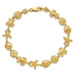14K Polished Turtle/Sand Dollar/Shell/Starfish Link 8 inch Bracelet - Image 3