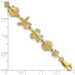 14K Polished Turtle/Sand Dollar/Shell/Starfish Link 7 inch Bracelet - Image 3