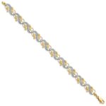 14K and White Rhodium Diamond-Cut Fancy Waves and Leaves 7.5 inch Bracelet - Image 2