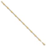 14K Two-tone Polished Puffed Hearts with Diamond-cut Beads 7.5 inch Bracelet - Image 2