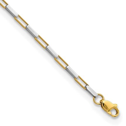 14k Two-tone Polished Fancy Box Links 7.5 inch Bracelet