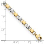 14K and White Rhodium Diamond-cut Fancy Link 7.5 inch Bracelet - Image 3