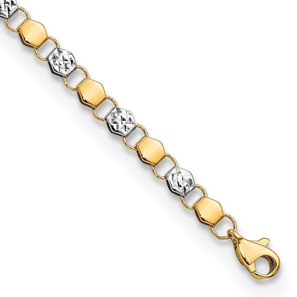 FB1906-7.5.jpg 14K and White Rhodium Diamond-cut Fancy Link 7.5 inch Bracelet - Image 1