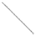 14K White Gold Polished and Textured Fancy Link 8 inch Bracelet - Image 2