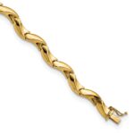 14K Polished 7.25mm Fancy Wavy Link 7.5 inch Bracelet