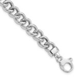 14K White Gold Polished And Textured 8mm Fancy Curb Link 7.75 inch Bracelet