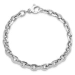 14K White Polished 7mm Fancy Oval Link 7.75 inch Bracelet - Image 4