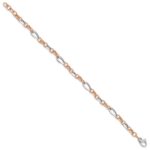 14K Two-tone White and Rose 6.8mm Fancy Link 8 inch Bracelet - Image 2