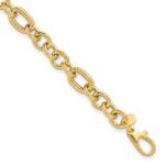 14K Polished and Textured 6.4mm Fancy Link 7.5 inch Bracelet