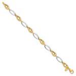 14k Two-Tone Polished 8.25mm Fancy Oval Link 7.75 inch Bracelet - Image 2