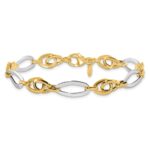 14k Two-Tone Polished 8.25mm Fancy Oval Link 7.75 inch Bracelet - Image 3