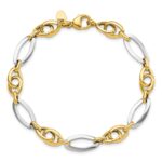 14k Two-Tone Polished 8.25mm Fancy Oval Link 7.75 inch Bracelet - Image 4