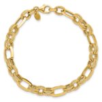 14K Polished and Textured 7.8mm Fancy Link 7.5 inch Bracelet - Image 4