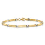 14K Two-tone Polished 3.5mm Fancy Twisted Bar Link 7.75 inch Bracelet - Image 3