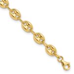 14K Polished 6.3mm Puffed Anchor/Mariner Link 7.75 inch Bracelet