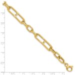 14K Polished 7.4mm Fancy Paperclip Link 7.5 inch Bracelet Plus 0.5 inch Extender - Image 5