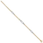 14K Two-tone Polished and Diamond-cut 3-Station 6.5 inch Bracelet Plus 0.75 inch Extender - Image 2