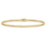 14K 2.2mm Flat Beveled Curb with Lobster Clasp Anket - Image 3