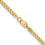 14K 2.3mm Flat Beveled Curb with Lobster Clasp Chain - Image 3