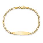 14k Polished Solid Chain/Solid Plate Figaro Link Soft Diamond Shape 19.5x5mm Plate 6 inch Baby/Child ID Bracelet - Image 4